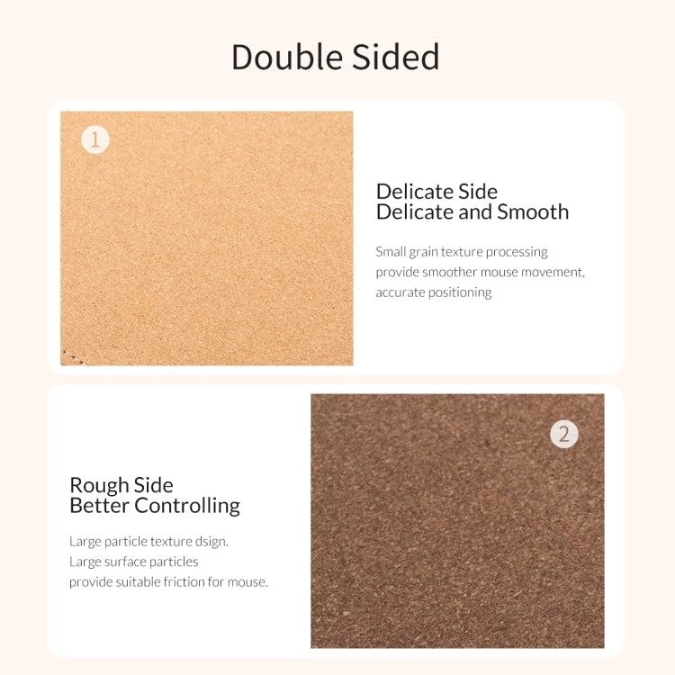 Tappetino per mouse bifacciale ORICO, dimensioni: 300 x 600 mm, Cork + Coffee, Cork + Pink PU, Cork + Grey PU