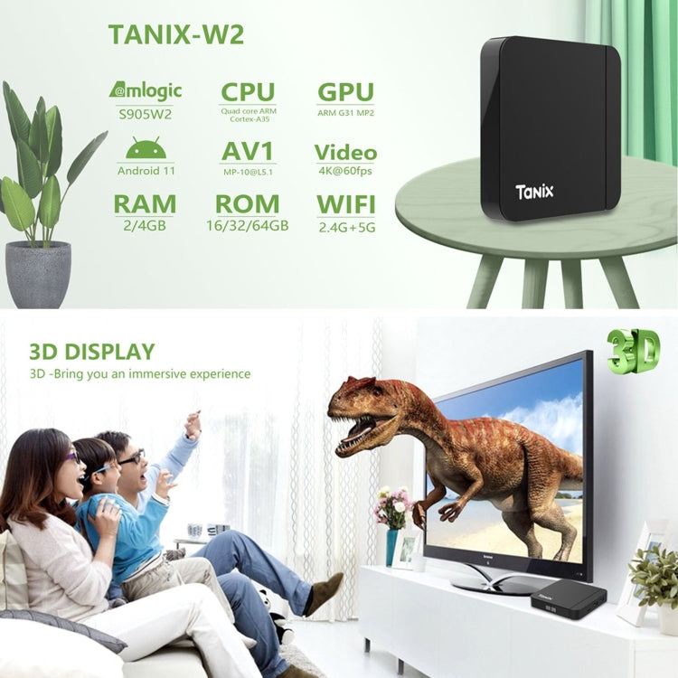 Set top box Tanix W2 Amlogic S905 Quad Core Smart TV, 2G+16G, 2G+16G With Dual Wifi/BT, 4G+32G With Dual Wifi/BT, 4G+64G With Dual Wifi/BT