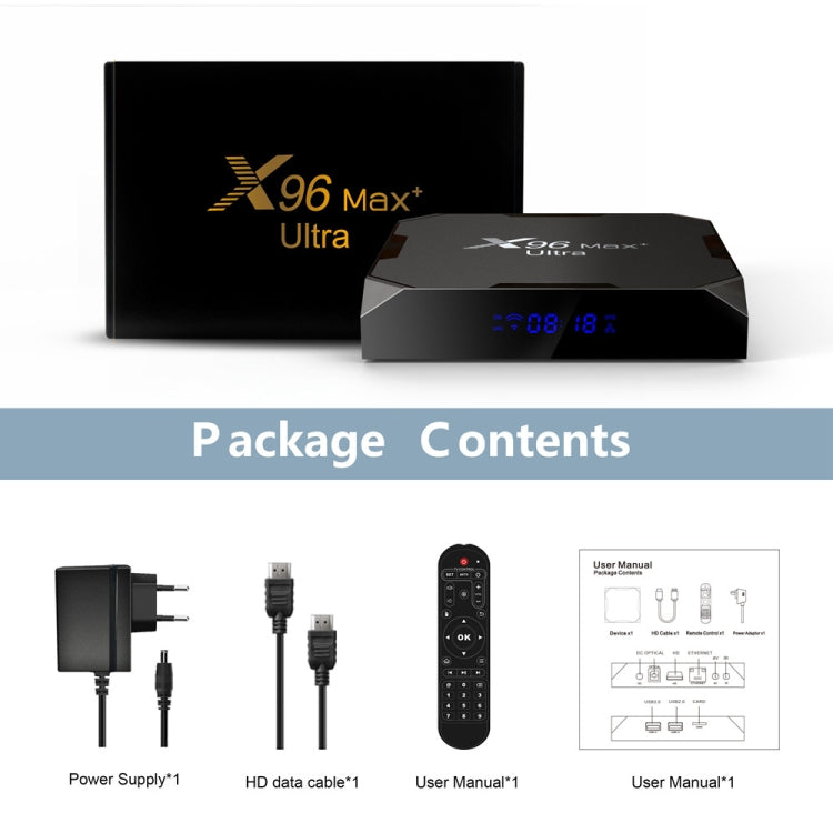 H96 Max+ Ultra 4GB+32GB Amlogic S905X4 8K Smart TV BOX Lettore multimediale Android 11.0, 4GB+32GB, UK Plug, 4GB+32GB, US Plug, 4GB+32GB, EU Plug, 4GB+32GB, AU Plug