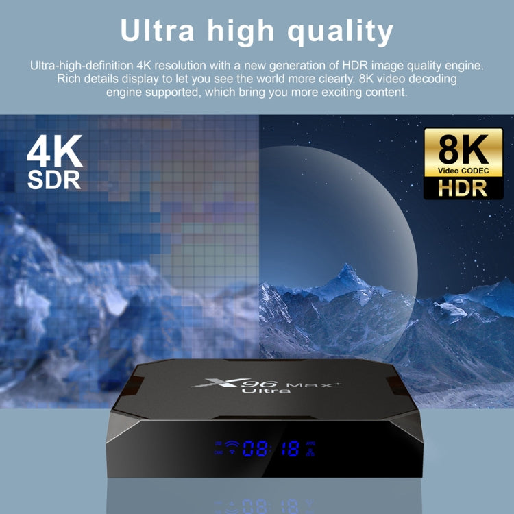 H96 Max+ Ultra 4GB+32GB Amlogic S905X4 8K Smart TV BOX Lettore multimediale Android 11.0, 4GB+32GB, UK Plug, 4GB+32GB, US Plug, 4GB+32GB, EU Plug, 4GB+32GB, AU Plug