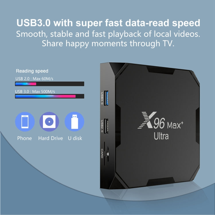 H96 Max+ Ultra 4GB+64GB Amlogic S905X4 8K Smart TV BOX Lettore multimediale Android 11.0, 4GB+64GB, AU Plug, 4GB+64GB,EU Plug, 4GB+64GB,US Plug, 4GB+64GB,UK Plug