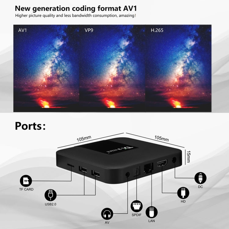 TX3 mini + Android 11.0 Smart TV Box, Amlogic S905W2 Quad Core, TX3 mini+, 2GB+16GB, 2.4GHz WiFi, TX3 mini+, 2GB+16GB, 2.4GHz / 5GHz WiFi, TX3 mini+, 4GB+32GB, 2.4GHz / 5GHz WiFi, TX3 mini+, 4GB+64GB, 2.4GHz / 5GHz WiFi