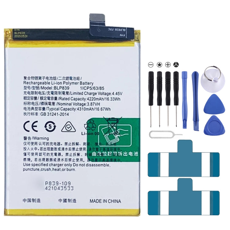 Sostituzione della batteria ai polimeri di litio per, BLP783, BLP781, BLP779, BLP789, BLP787, BLP797, BLP755 For OPPO K7x, BLP791, BLP811, BLP817, BLP863, BLP825, BLP855, BLP839, BLP819, BLP835, BLP805, BLP851, BLP831, BLP851 For OPPO F19 / F19s, BLP757