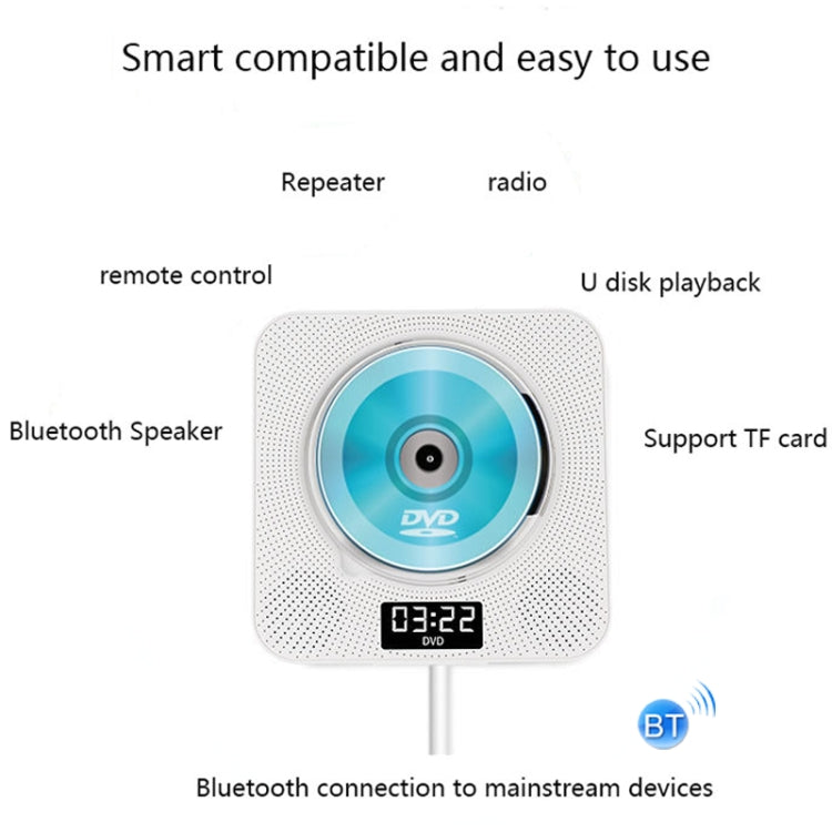 Kecag KC-608 Lettore DVD HD da parete Lettore CD Bluetooth, KC-608(White), KC-608(Blue), KC-608(Black), KC-608(Pink)