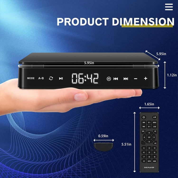 Mini lettore DVD HD da casa plug-in Kecag KC-708, Mini HD DVD Player(Black)