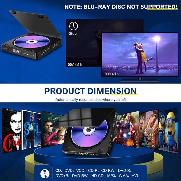 Mini lettore DVD HD da casa plug-in Kecag KC-708, Mini HD DVD Player(Black)