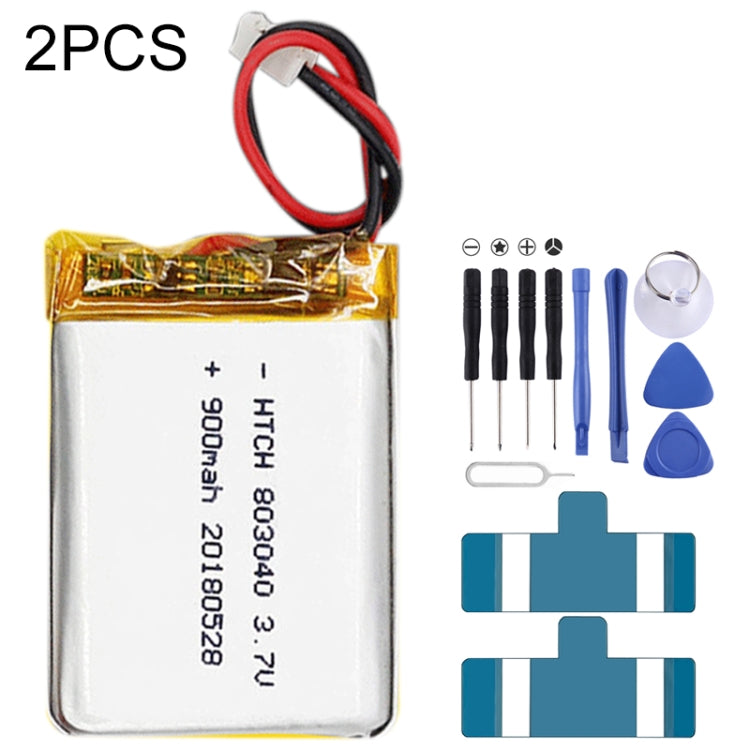 Sostituzione della batteria ai polimeri di litio da 2 pezzi, 602030 300mAh, 523450 1000mAh, 102050 1000mAh, 902030 500mAh, 803040 900mAh, 802035 500mAh, 602035 400mAh, 582728 400mAh, 103450 1800mAh, 603035 600mAh, 103040 1200mAh, 602535, 601260 400mAh