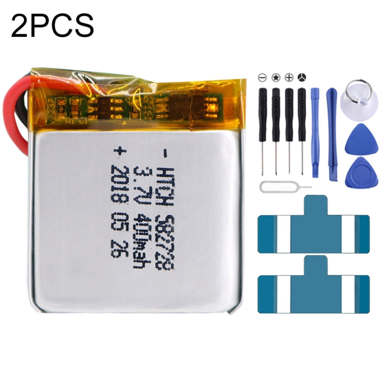 Sostituzione della batteria ai polimeri di litio da 2 pezzi, 602030 300mAh, 523450 1000mAh, 102050 1000mAh, 902030 500mAh, 803040 900mAh, 802035 500mAh, 602035 400mAh, 582728 400mAh, 103450 1800mAh, 603035 600mAh, 103040 1200mAh, 602535, 601260 400mAh
