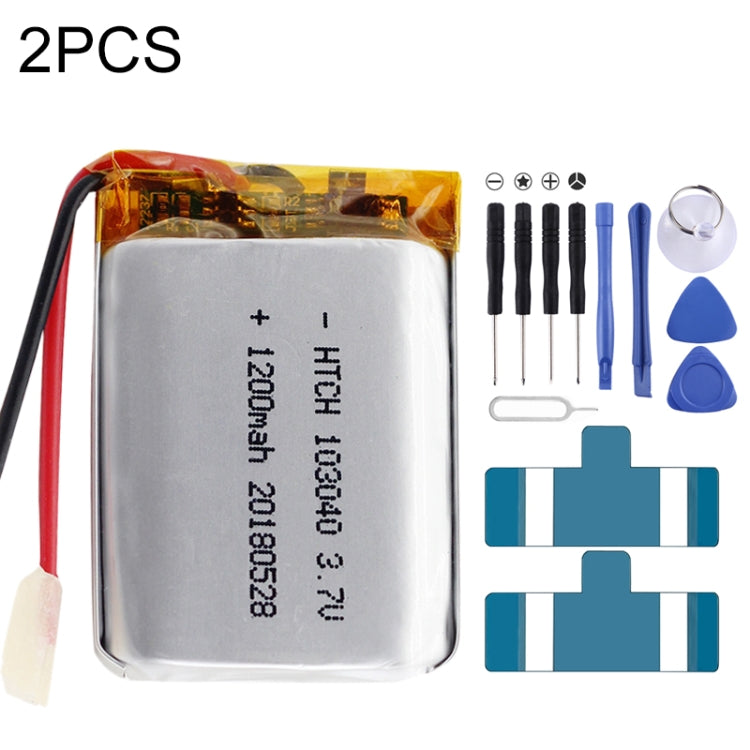 Sostituzione della batteria ai polimeri di litio da 2 pezzi, 602030 300mAh, 523450 1000mAh, 102050 1000mAh, 902030 500mAh, 803040 900mAh, 802035 500mAh, 602035 400mAh, 582728 400mAh, 103450 1800mAh, 603035 600mAh, 103040 1200mAh, 602535, 601260 400mAh