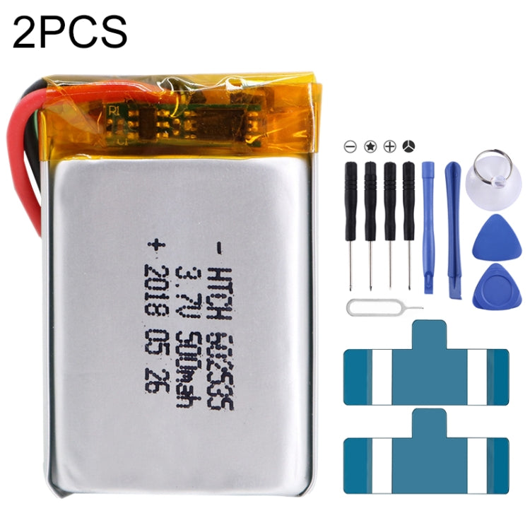 Sostituzione della batteria ai polimeri di litio da 2 pezzi, 602030 300mAh, 523450 1000mAh, 102050 1000mAh, 902030 500mAh, 803040 900mAh, 802035 500mAh, 602035 400mAh, 582728 400mAh, 103450 1800mAh, 603035 600mAh, 103040 1200mAh, 602535, 601260 400mAh