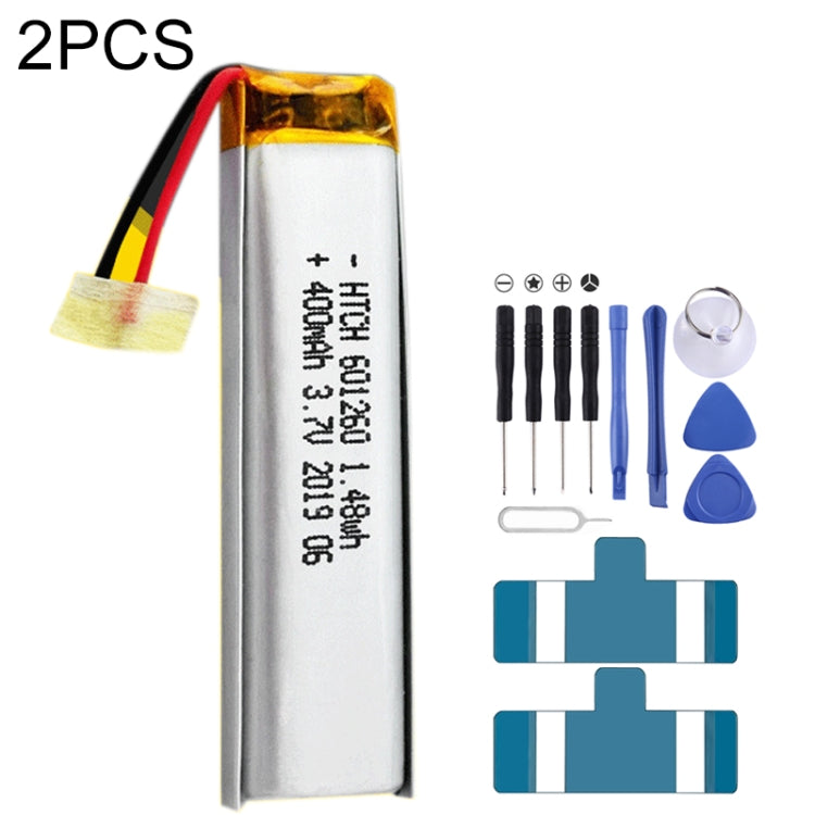 Sostituzione della batteria ai polimeri di litio da 2 pezzi, 602030 300mAh, 523450 1000mAh, 102050 1000mAh, 902030 500mAh, 803040 900mAh, 802035 500mAh, 602035 400mAh, 582728 400mAh, 103450 1800mAh, 603035 600mAh, 103040 1200mAh, 602535, 601260 400mAh