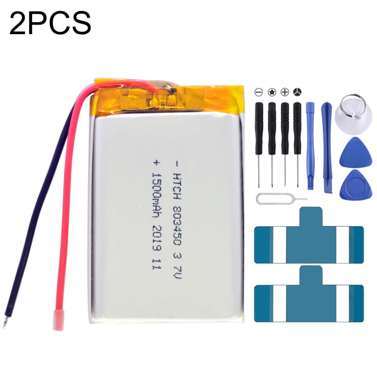 Sostituzione della batteria ai polimeri di litio da 2 pezzi, 602030 300mAh, 523450 1000mAh, 102050 1000mAh, 902030 500mAh, 803040 900mAh, 802035 500mAh, 602035 400mAh, 582728 400mAh, 103450 1800mAh, 603035 600mAh, 103040 1200mAh, 602535, 601260 400mAh