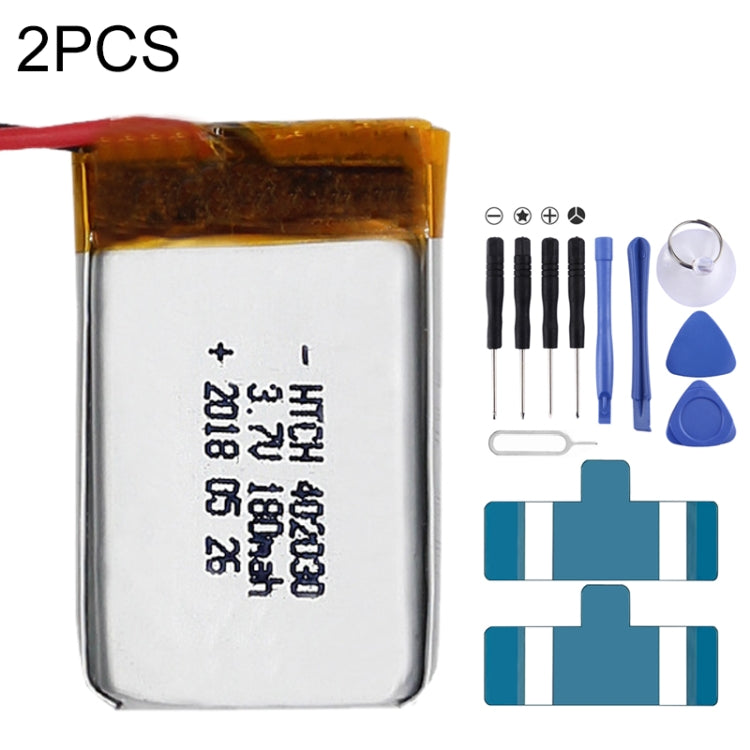 Sostituzione della batteria ai polimeri di litio da 2 pezzi, 602030 300mAh, 523450 1000mAh, 102050 1000mAh, 902030 500mAh, 803040 900mAh, 802035 500mAh, 602035 400mAh, 582728 400mAh, 103450 1800mAh, 603035 600mAh, 103040 1200mAh, 602535, 601260 400mAh