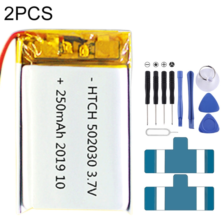 Sostituzione della batteria ai polimeri di litio da 2 pezzi, 602030 300mAh, 523450 1000mAh, 102050 1000mAh, 902030 500mAh, 803040 900mAh, 802035 500mAh, 602035 400mAh, 582728 400mAh, 103450 1800mAh, 603035 600mAh, 103040 1200mAh, 602535, 601260 400mAh