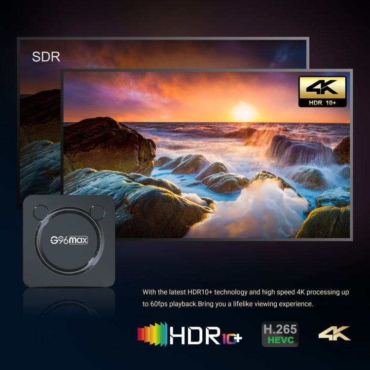 G96max Smart 4K HD Android 11.0 TV Box, Amlogic S905W2 Quad Core ARM Cortex A35, supporto Dual Band WiFi, HDMI, RJ45, 2GB+16GB, 4GB+32GB, 4GB+64GB