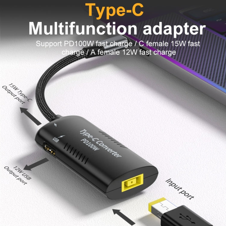 + Adattatore multifunzione Type-C + USB da femmina a Type-C, DC5521 / 5525, DC7406, DC7909, Square Port