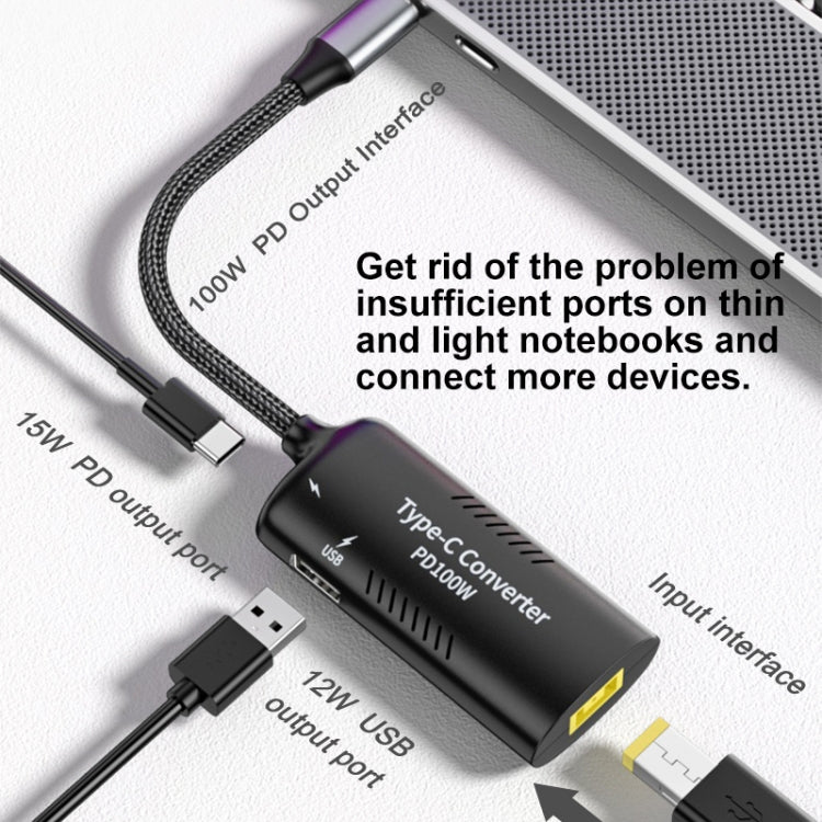 + Adattatore multifunzione Type-C + USB da femmina a Type-C, DC5521 / 5525, DC7406, DC7909, Square Port