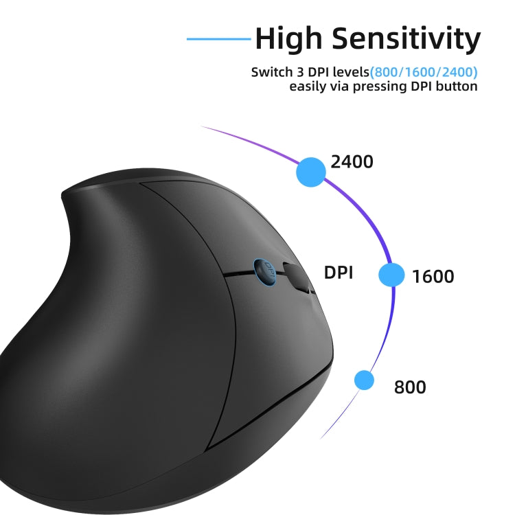 Mouse da gioco ergonomico verticale wireless X10 2.4G, X10 (Black), X10 (Grey)