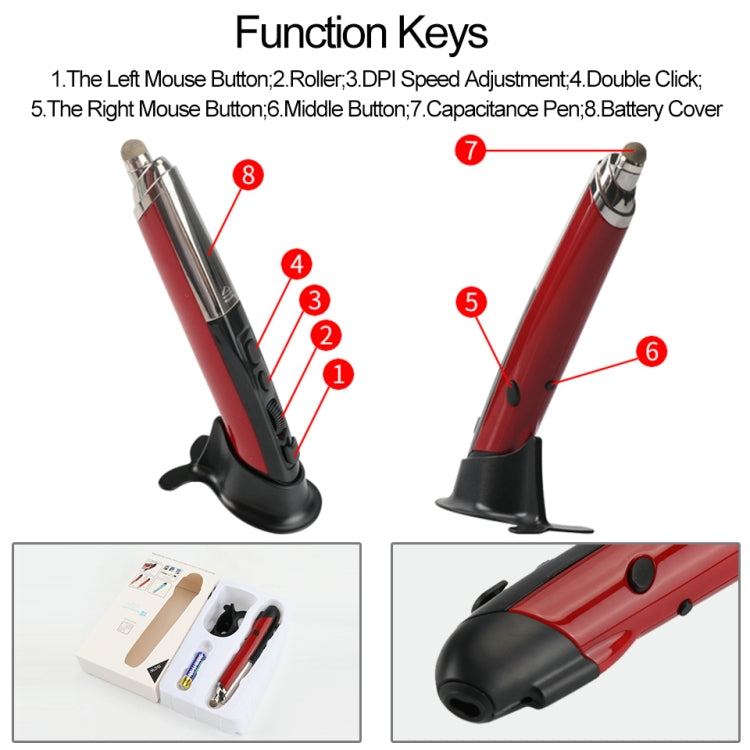 PR-08 Mouse a penna capacitivo per mouse wireless Bluetooth multifunzionale, 4-keys(White), 4-keys(Blue), 4-keys(Grey), 4-keys(Red), 4-keys(Black)