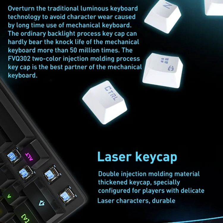 FOREV FVQ302 Tastiera illuminata da gioco meccanica cablata a colori misti