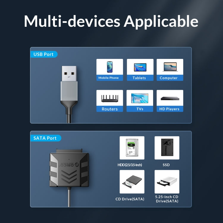 Adattatore HDD SATA da 2,5 pollici USB 2.0 ORICO UTS1, 0.3m, 0.5m, 1m