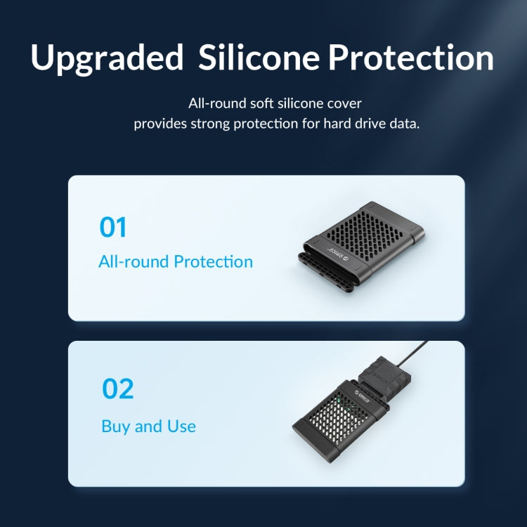 Adattatore HDD SATA ORICO UTS1 USB 3.0 da 2,5 pollici con custodia in silicone, 0.3m, 0.5m, 1m