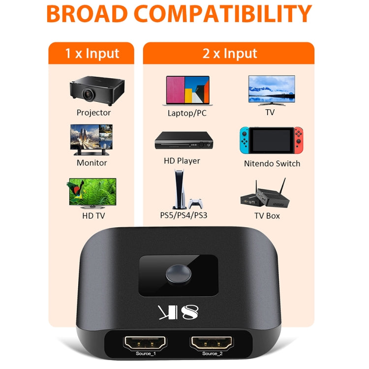 Interruttore unidirezionale NK-H82 8K UHD HDMI 2X1 con telecomando, NK-H82
