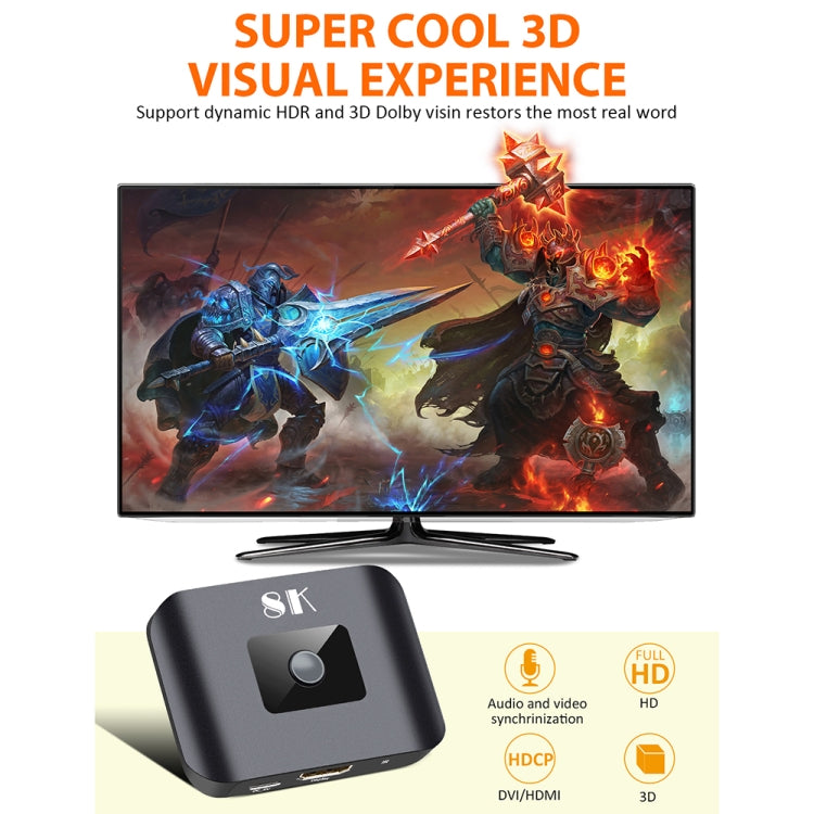 Interruttore unidirezionale NK-H82 8K UHD HDMI 2X1 con telecomando, NK-H82