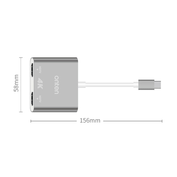 Onten OTN-9175B 4K Convertitore da USB-C / Tipo-C a doppia uscita HDMI, OTN-9175B