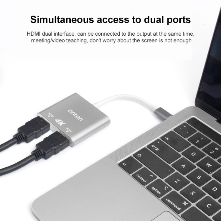Onten OTN-9175B 4K Convertitore da USB-C / Tipo-C a doppia uscita HDMI, OTN-9175B