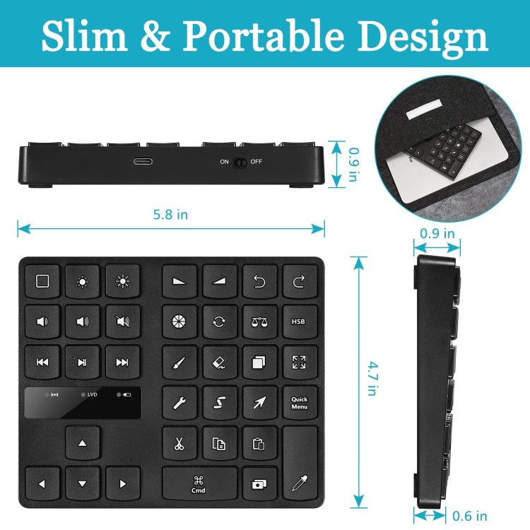 533 Tastiera numerica wireless portatile Bluetooth a 35 tasti, 533