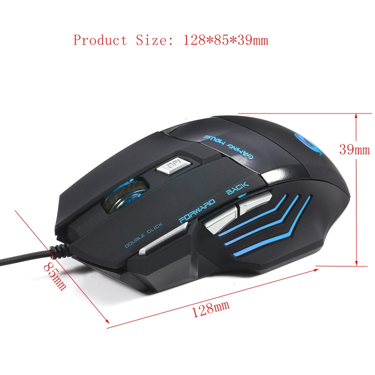 HXSJ A868 Mouse cablato luminoso colorato a 7 tasti con pulsante di fuoco, A868