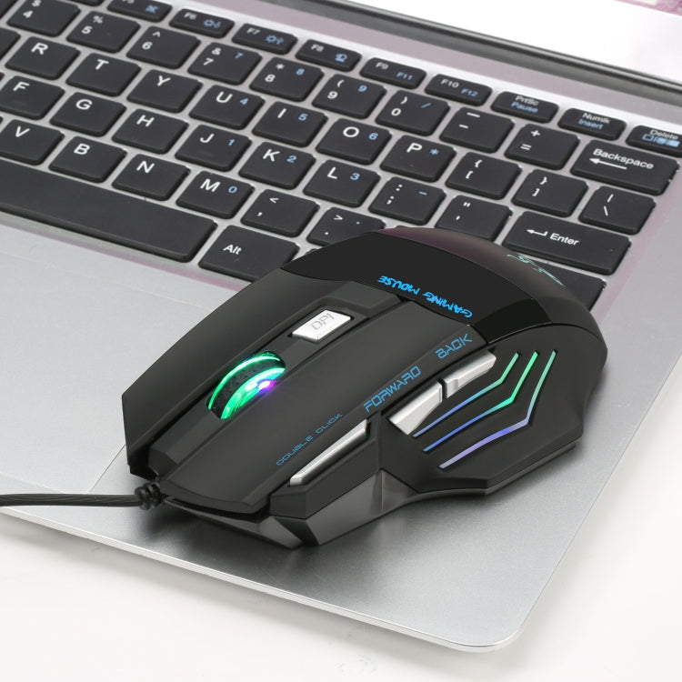 HXSJ A868 Mouse cablato luminoso colorato a 7 tasti con pulsante di fuoco, A868