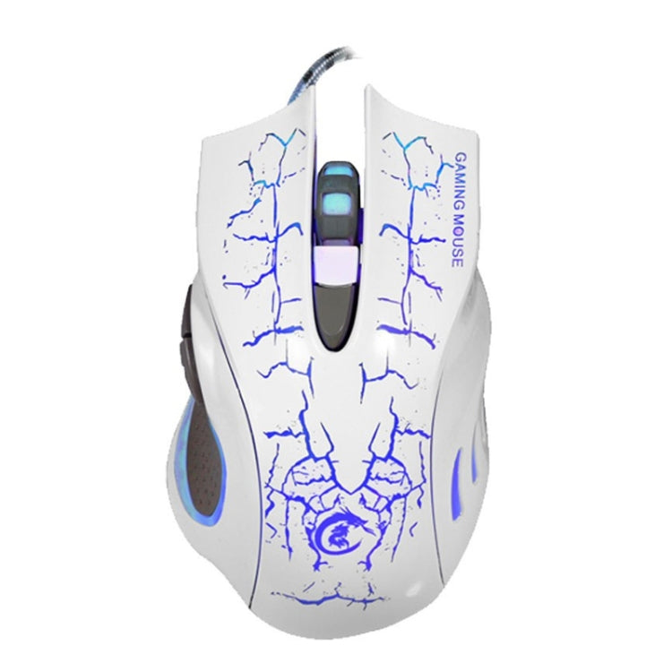 HXSJ A888B Mouse da gioco cablato con illuminazione colorata crepitio a 6 tasti, A888B Black, A888B White