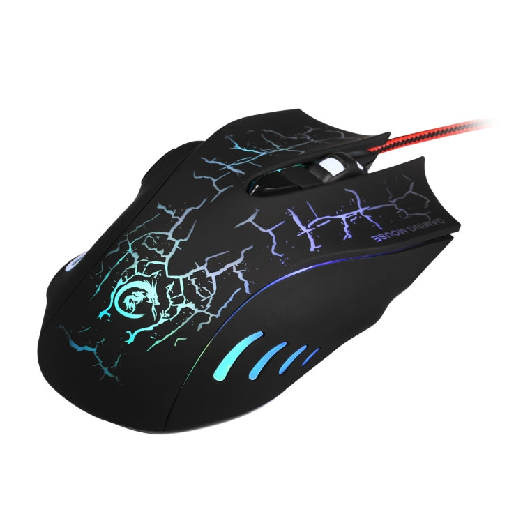 HXSJ A888B Mouse da gioco cablato con illuminazione colorata crepitio a 6 tasti, A888B Black, A888B White
