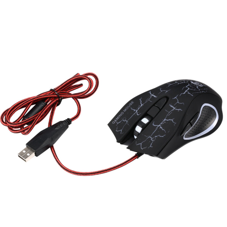 HXSJ A888B Mouse da gioco cablato con illuminazione colorata crepitio a 6 tasti, A888B Black, A888B White