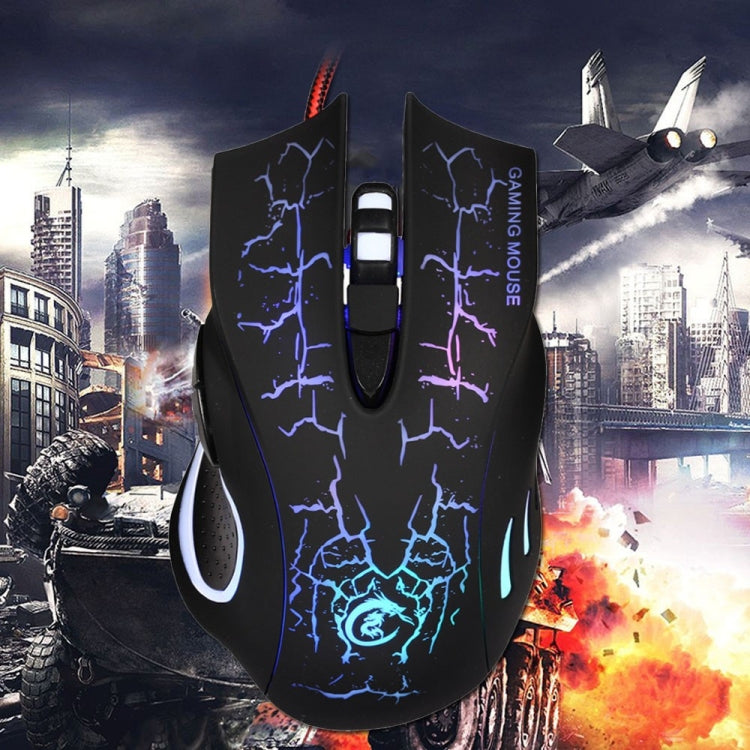 HXSJ A888B Mouse da gioco cablato con illuminazione colorata crepitio a 6 tasti, A888B Black, A888B White