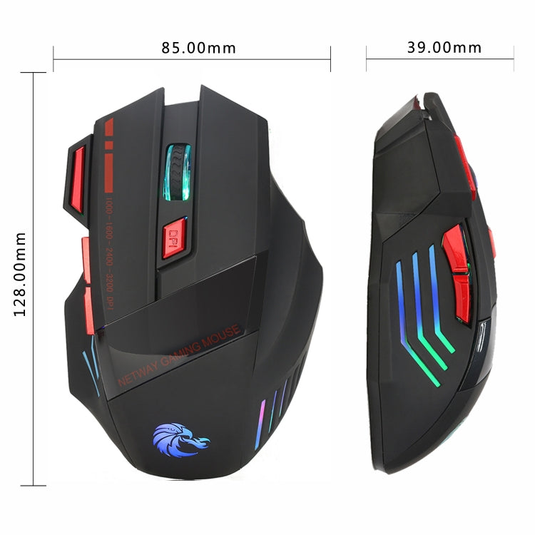 HXSJ A907 Mouse da gioco cablato 7D luminoso colorato a 7 tasti, A907 Black, A907 Red