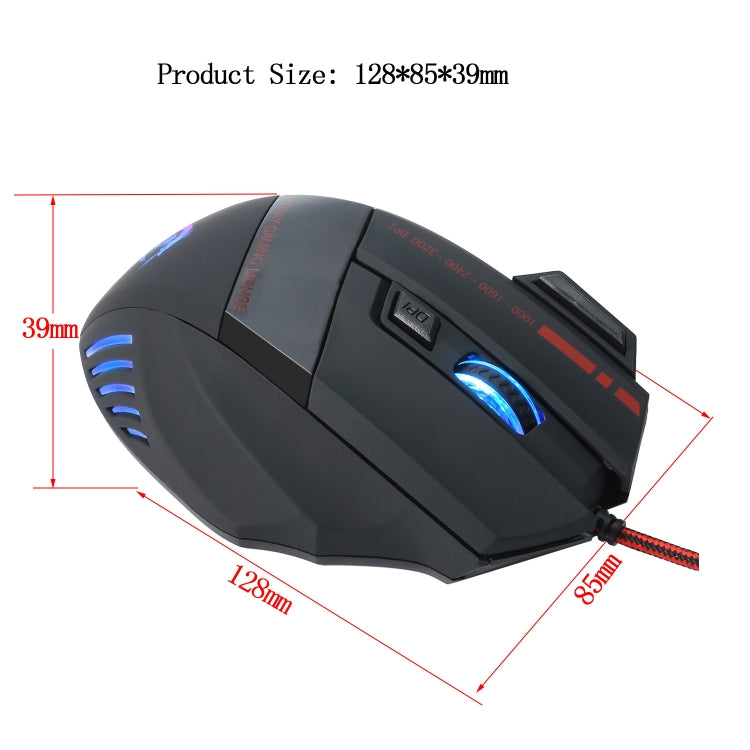HXSJ A907 Mouse da gioco cablato 7D luminoso colorato a 7 tasti, A907 Black, A907 Red