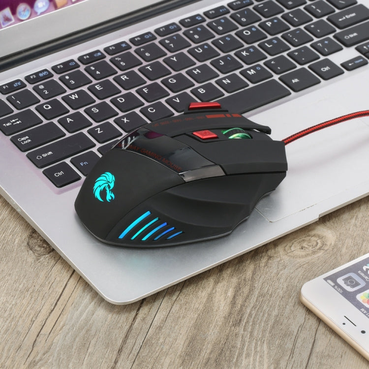 HXSJ A907 Mouse da gioco cablato 7D luminoso colorato a 7 tasti, A907 Black, A907 Red