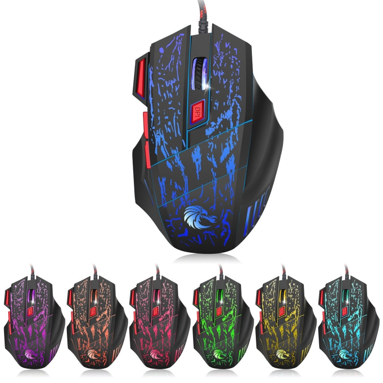 HXSJ H300 7 tasti che scorre acqua crepa mouse da gioco cablato luminoso colorato, H300
