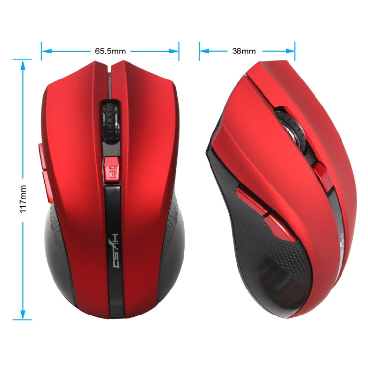HXSJ X50 2.4G 6 tasti 1600 DPI Mouse wireless regolabile a tre velocità, X50 Black, X50 Red