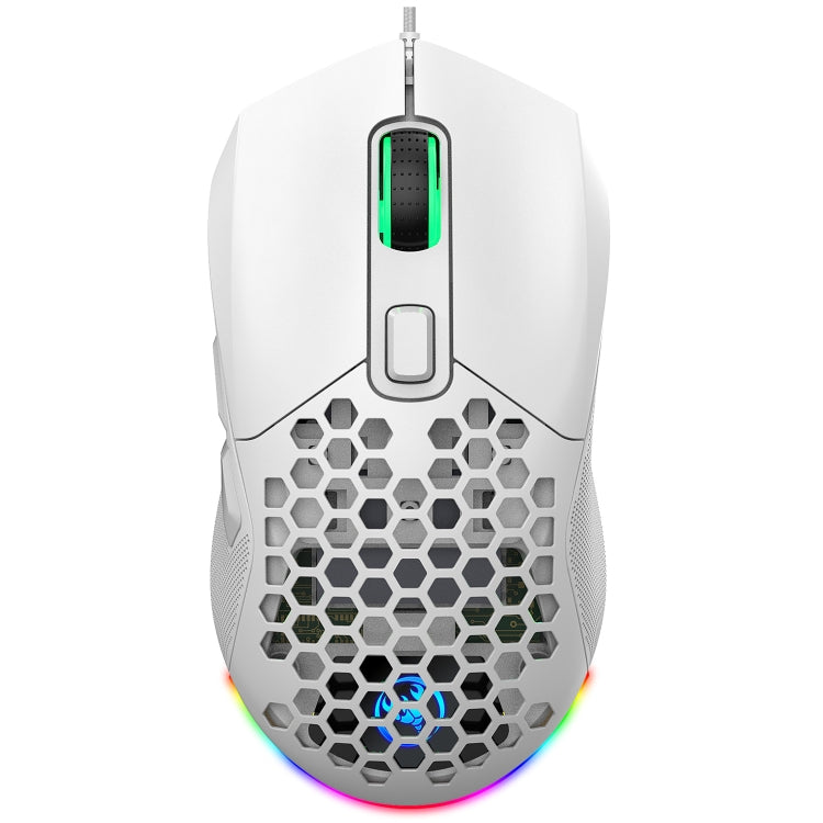 HXSJ X300 7200 DPI RGB Retroilluminazione Intercambiabile Cover posteriore Foro Gaming Wired Mouse, X300 Black, X300 White