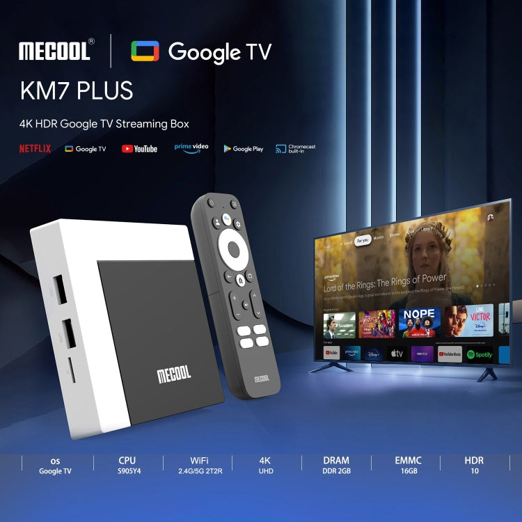 MECOOL KM7 Plus Android 10.0 Smart TV Set Top Box, Amlogic S905Y4 Quad Core, 2GB+16GB, US Plug, UK Plug, EU Plug, AU Plug