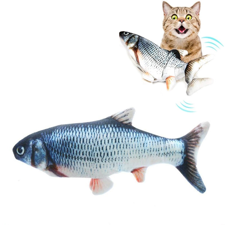 Giocattolo interattivo per gatti elettrici con pesce di simulazione di animali domestici con ricarica USB, dimensioni : 30cn, Size: 30cm (Black Grass Carp), Size: 30cm (Salmon), Size: 30cm (Yellow Carp), Size: 30cm (Silver Dragon Fish)