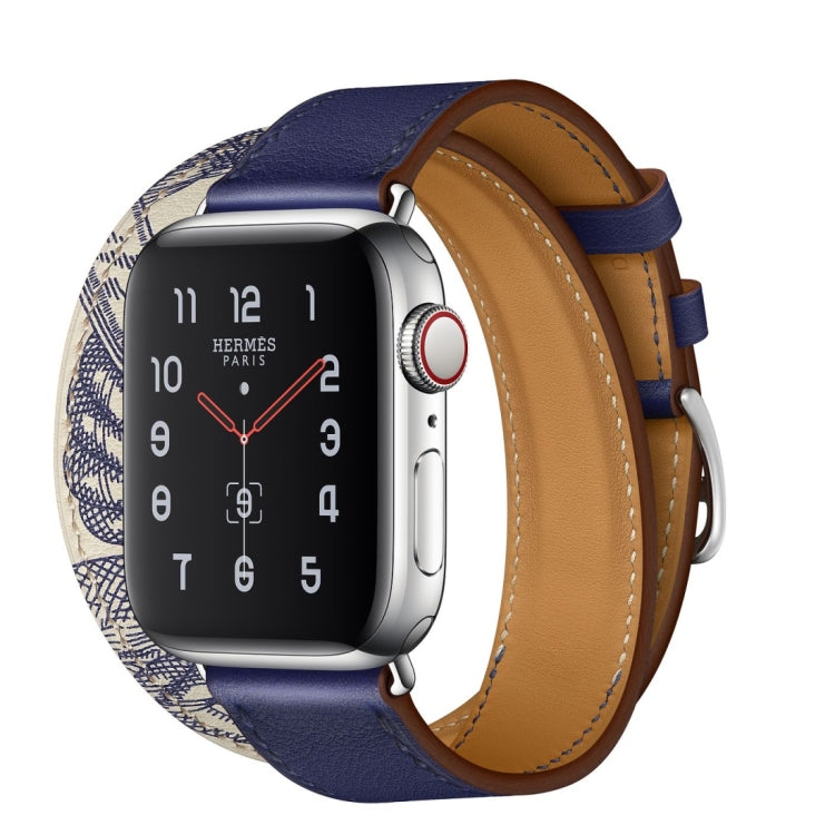 Cinturino in pelle con motivo serigrafato, For Apple Watch Series 7 41mm / 6 & SE & 5 & 4 40mm / 3 & 2 & 1 38mm, For Apple Watch Ultra 49mm / Series 8&7 45mm / SE 2&6&SE&5&4 44mm / 3&2&1 42mm
