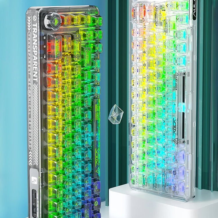 AULA F68 Tastiera meccanica collegabile RGB cablata / wireless / Bluetooth personalizzata trasparente a tre modelli
