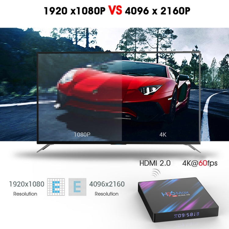 H96 Max-3318 Box TV Android 4K Ultra HD con telecomando, Android 10.0, RK3318 Quad-Core 64bit Cortex-A53, 4GB+64GB, Supporto TF Card / USBx2 / AV / Ethernet, AU Plug, EU Plug, UK Plug, US Plug