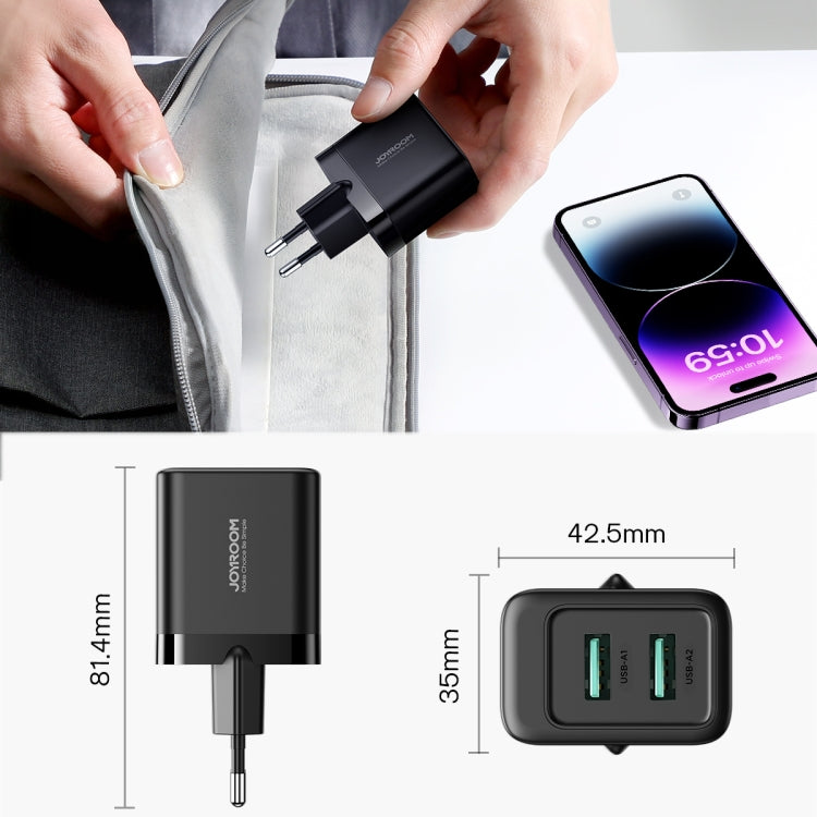 Caricatore USB a doppia porta JOYROOM JR-TCN01 2.4A, EU Plug, UK Plug