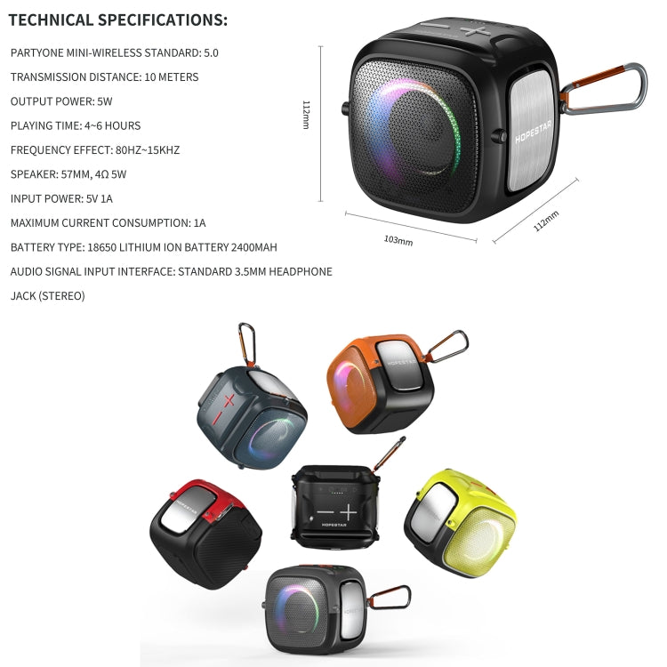 HOPESTAR Partyone mini Altoparlante wireless Bluetooth da esterno